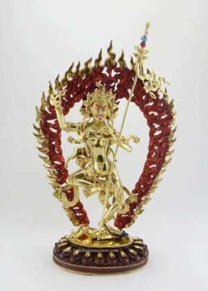 Gold Gilded 16" Vajravarahi Statue (Wrathful Vajrayogini) - Front