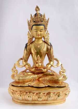 Fully Gold Gilded 20″ Amitayus Statue - Front