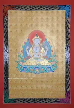 108 Chenrezig Tibetan Thangka 44" x 31.75", 24k Gold Detailing - Gallery