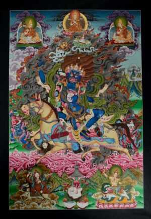 Palden Lhamo Tibetan Thangka Painting 32.75" x 22.75" (24k Gold Detailing) - Gallery