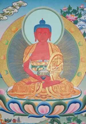 Amitabha Tibetan Thangka Painting 26.25" x 20.5" (24k Gold Detail) - Gallery