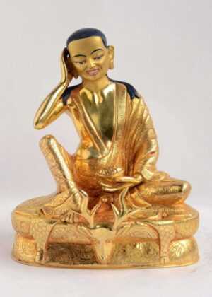 Fully Gold Gilded 7.5" Guru Milarepa Statue (24k Gold) - Front