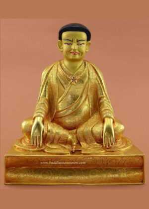 Fully Gold Gilded 7.75" Guru Marpa Statue (24k Gold) - Front