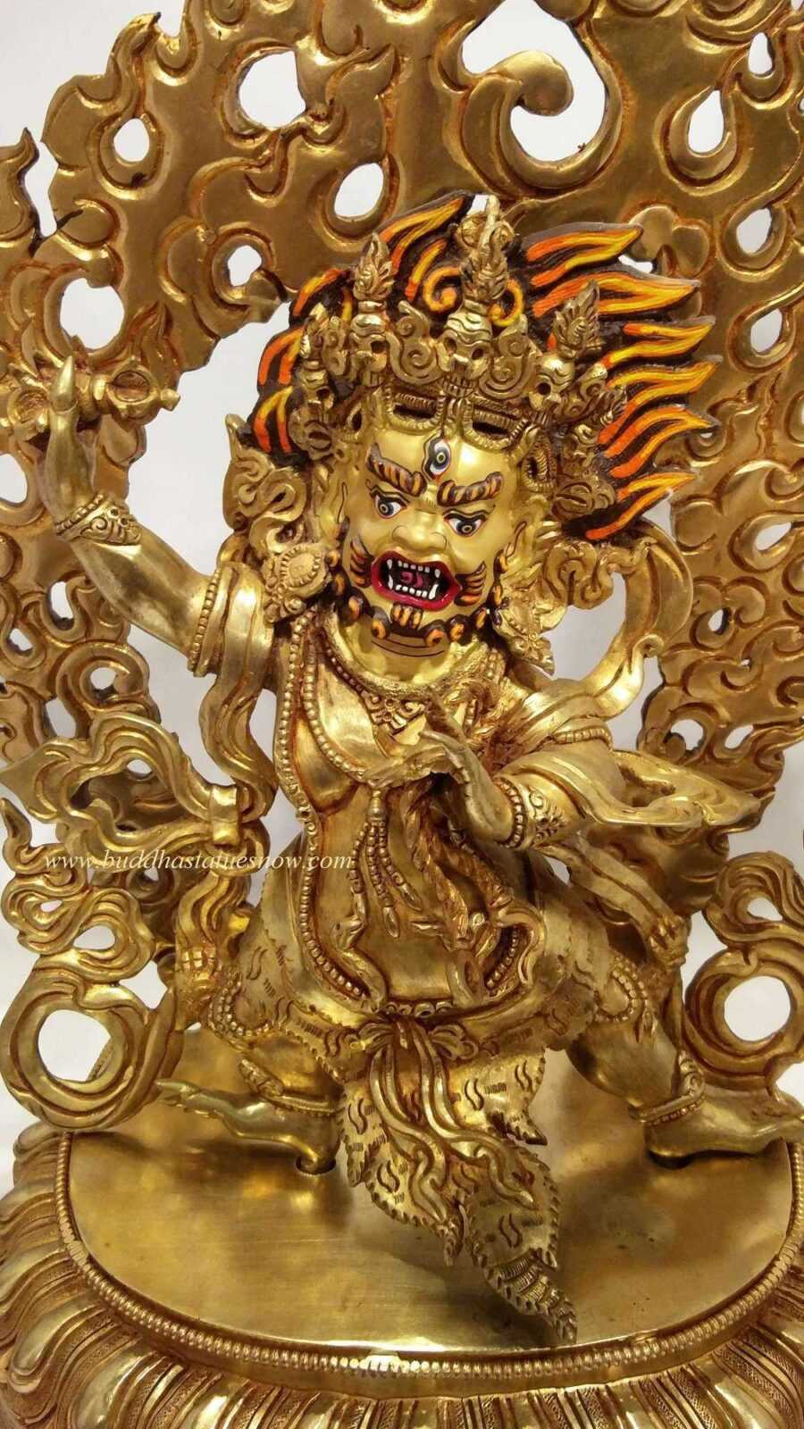 Fully Gold Plated 30cm Vajrapani Statue (Handmade) - Face Detail | GOLDEN  BUDDHA