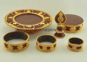 Tibetan Mandala Set 9.5" Oxidized Copper Gold Gilded (Semiprecious Stones) - Parts