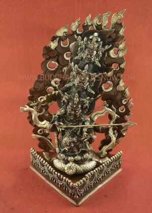 Oxidized Copper 14.5" Rahula Statue Silver Plated Details - Front