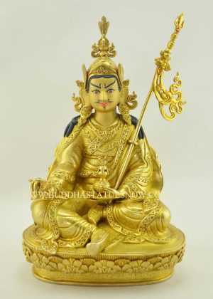 Fully Gold Gilded 10" Guru Rinpoche Statue (Handmade) - Gallery