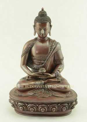 Oxidized Copper 9" Amitabha Buddha Statue (Handmade) - Gallery