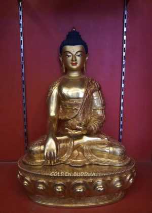 Fully Gold Gilded 18" Shakyamuni Buddha Statue - Gallery