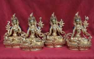 Fully Gold Gilded 8.5" 21 Tara Statues Handmade 24k Gold Finish - Gallery