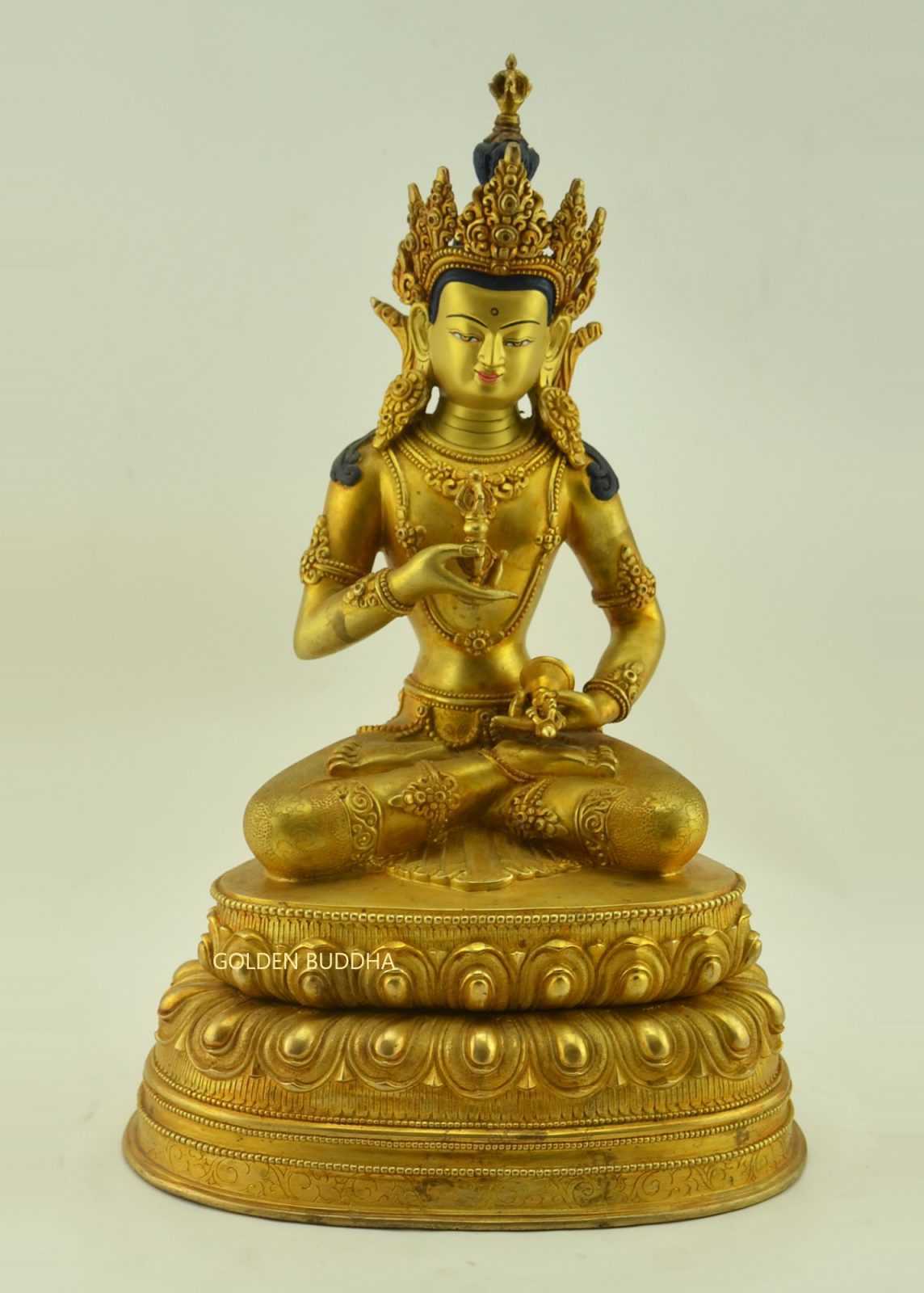 Dhyani Adibuddha Vajrasattva Handschmeichler braun-goldene Bronze Messing 100g 