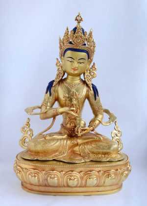 Fully Gold Gilded 19.25" Vajrasattva Statue Handmade, Hand Face Painted - Gallery