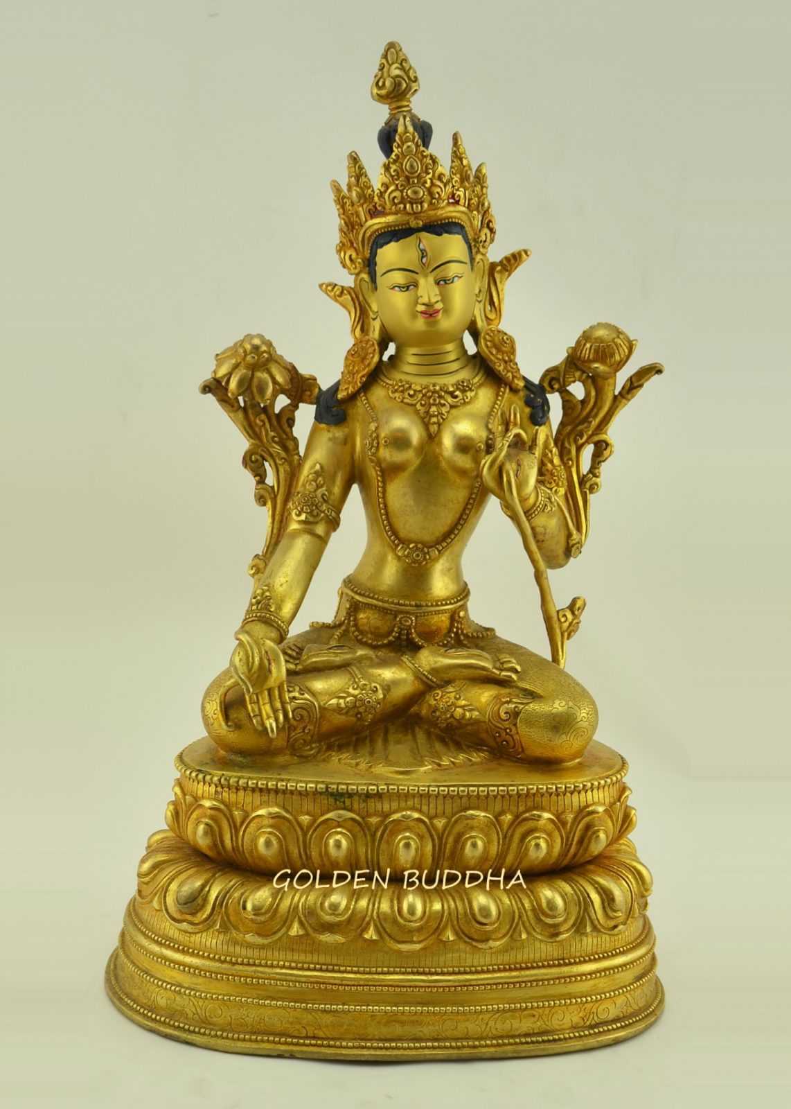 Buddha Ministatue 4,3 cm Messing Handarbeit aus Nepal Weiße Tara White Tara 