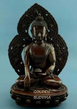 Oxidized Copper 14.5" Shakyamuni Buddha Statue, Fine Detail Engravings - Gallery