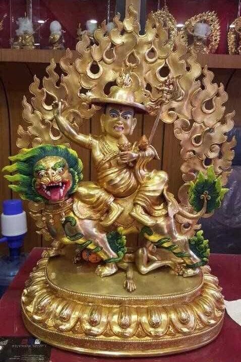 Fully Gold Gilded 20" Dorje Shugden Statue, Fire Gilded 24k Gold Finish, (Custom Order)