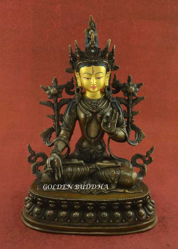 13.25 inch white tara statue - Varada Gift Giving Mudra