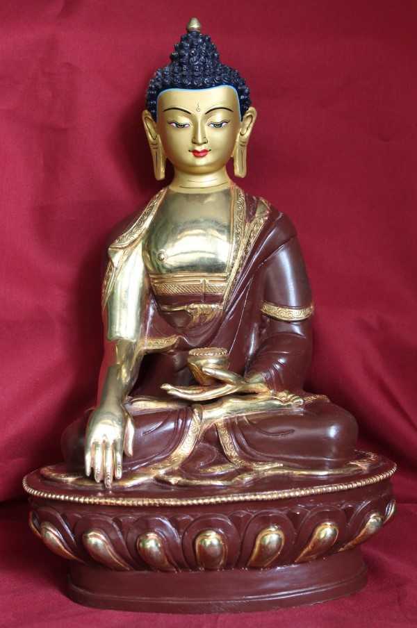 8 inch, Shakyamuni Buddha statue for sale, Partly gold gilded, Made in Nepal