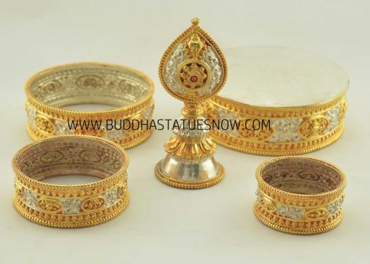 Tibetan Mandala Set 8.5" Gold and Silver Plated (Semiprecious Stones) - Parts