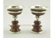 4.25" Tibetan Butter Lamps Set Antiquated Copper Finish w/Silver Plating - Gallery