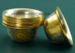 3.5" Set of Eight Offering Bowls, Fully Gold Silver Plated, Fine Hand Carvings - Inner