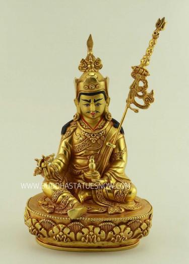 Fully Gold Gilded 8" Guru Rinpoche Statue - Front
