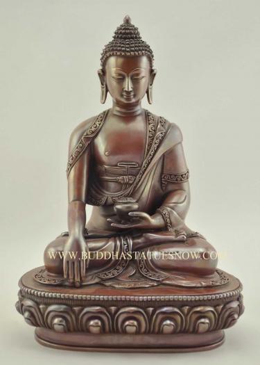 Oxidized Copper 9" Shakyamuni Buddha Statue (Handmade) - Gallery