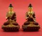 Partly Gold Gilded 6" Dhyani Buddha Statues Set (Gold Face Painted) - Amoghasiddhi, Vairocana