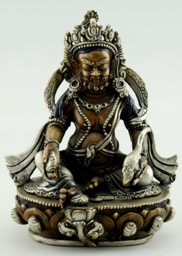 Yellow Jambhala Statue, Miniature 4" Oxidized Copper (Machine Made) - Gallery