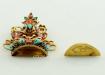 Chenrezig Ghau Pendant 40mm, Gold Plated Silver, Embedded Semiprecious Stones - Opened
