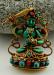 Manjushri Ghau Pendant 41mm, Gold Plated Silver, Semiprecious Coral and Turquoise - Gallery