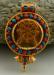 Dharma Wheel Ghau Pendant 45mm, Gold Plated Silver, Embedded Coral and Turquoise - Gallery