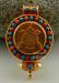 Treasure Vase Ghau Pendant 45mm, Gold Plated Silver, Embedded Coral and Turquoise - Gallery