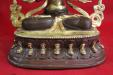 Partly Gold Gilded 12" Tibetan Chenrezig Statue, Hand Face Painted, 24K Gold Details - Front Pedestal