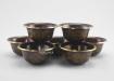 2.75" Set of Seven Oxidized Water Offering Bowls, Fire Gilded 24k Gold Details, Handmade - Gallery