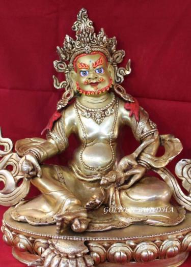 Gold Gilded 11" Lord Kubera Sculpture, Fire Gilded 24k Gold Finish, Handmade, Gold Painted Face - Gallery