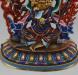 Partly Gold Gilded Multicolored 13.5" Chuchepa Mahakala Sculpture, Hand Painted - Lower Front