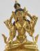 Fully Gold Gilded 9.5" Nepali White Tara Sculpture for Sale, 24K Gold Finish, Double Pedestal - Front Details
