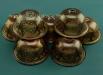 3.5" Set of Seven Offering Bowls, 24k Gold Gilded Antiquated Finish, Hand Carving - Bottom