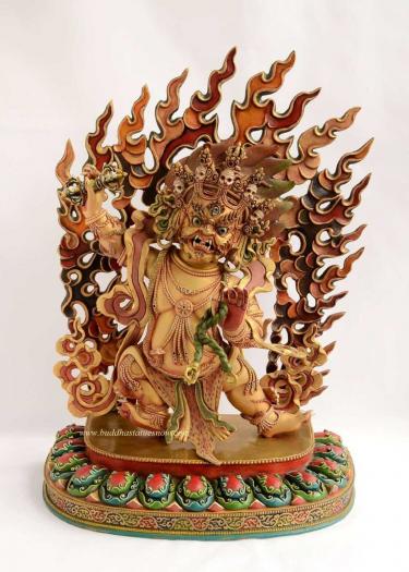 Multicolored 19.5" Vajrapani Statue Copper Alloy (Wrathful) - Front