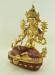 Partly Gold Gilded 14.25" Nepali Green Tara Statue, Hand Painted Face, Fine Detail - Left