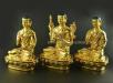 Fully Gold Gilded 8" Guru Tsongkhapa Statues Set (24k Gold Finish) - Left