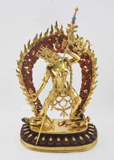 24K Gold Gilded 16" Vajrayogini Buddha Statue, Fire Gilded, Traditional Handmade Nepali Statue - Gallery