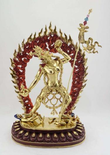 Gold Gilded 16" Vajrayogini Buddha Statue (Partially Gilded 24k Gold) - Front