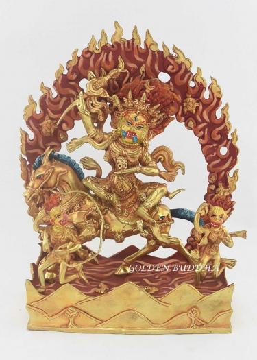 Partly Gold Gilded 11.75" Palden Lhamo Statue, Fire Gilded 24k Gold Finish (Glorious Goddess) - Gallery