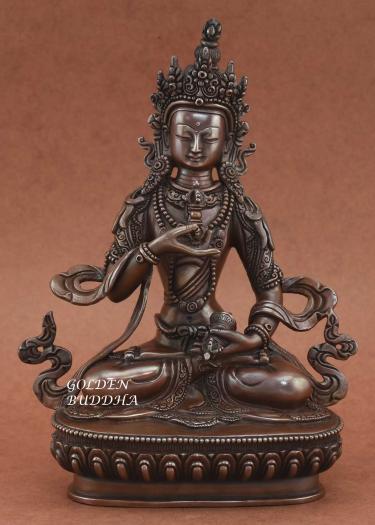 Antiquated Nepali Vajrasattva Statue, 9" Hand Crafted Fine Details, Dorje Sempa - Gallery