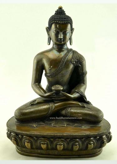 Oxidized Copper 13.5" Amitabha Buddha Statue (Made in Nepal) - Front