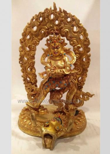 Fully Gold Plated 25cm Chakrasamvara Statue w/Consort (Handmade) - Front