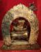 Antique Copper Finish 35cm Yellow Dzambhala Statue (Snow Lion Mount) - Back