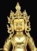 Fully Gold Gilded 26" Yellow Dzambhala Sculpture, Fine Hand Carved Details - Face Detail