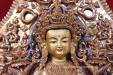 Fully Gold Gilded 23" Maitreya Buddha Statue - Face Detail